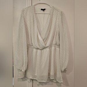 Lane Bryant Cream Dotted Blouse